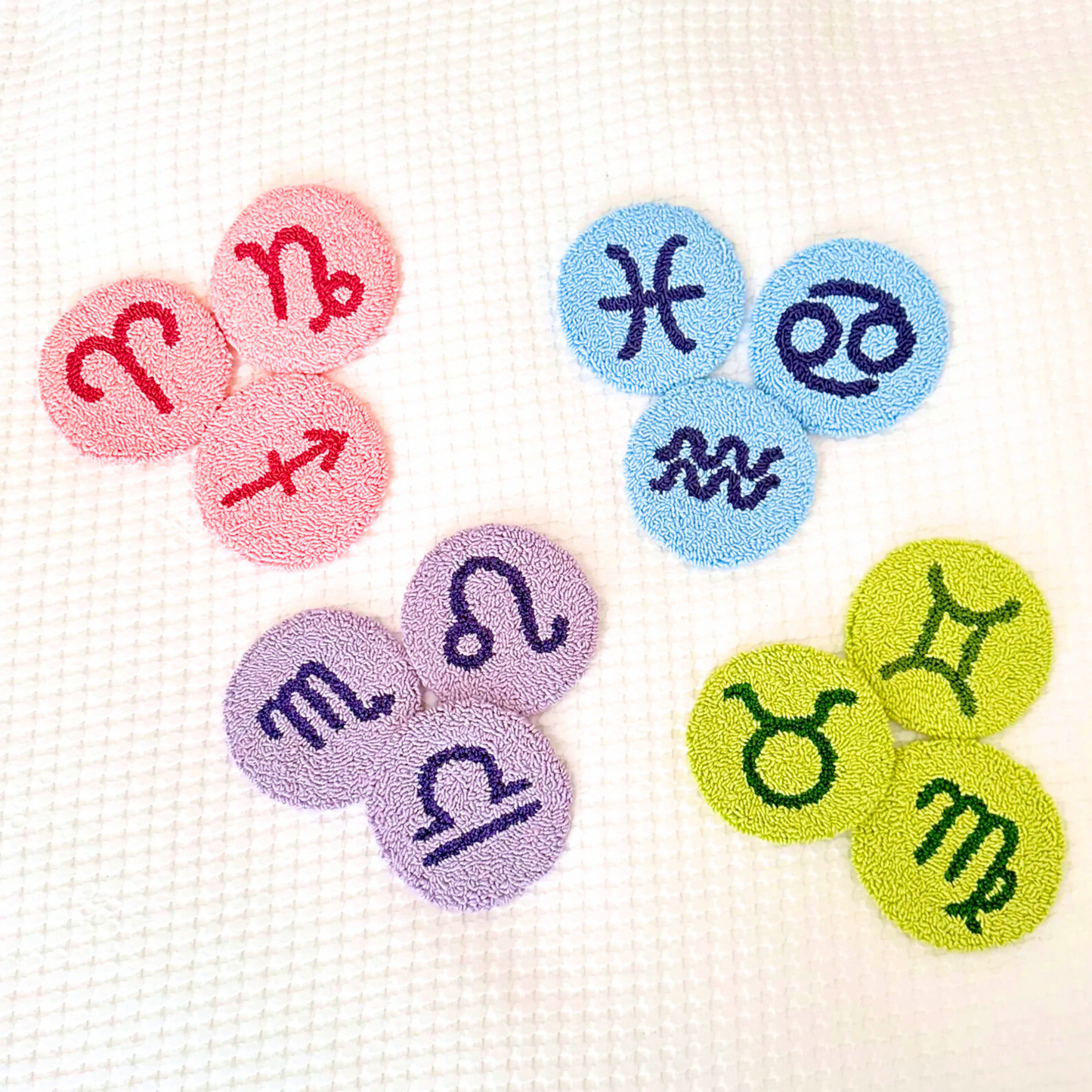 Punch Needle Mug Rug Coasters | Astrology Collection