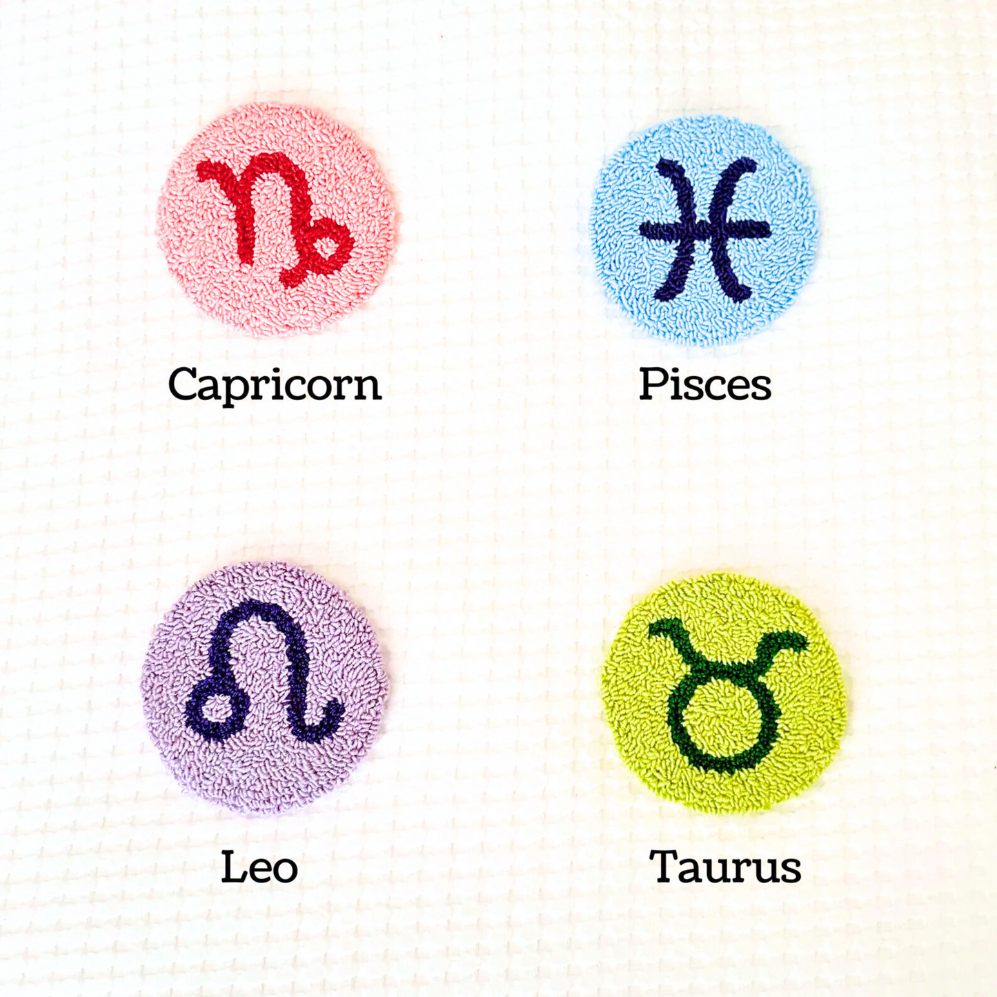 Punch Needle Mug Rug Coasters | Astrology Collection