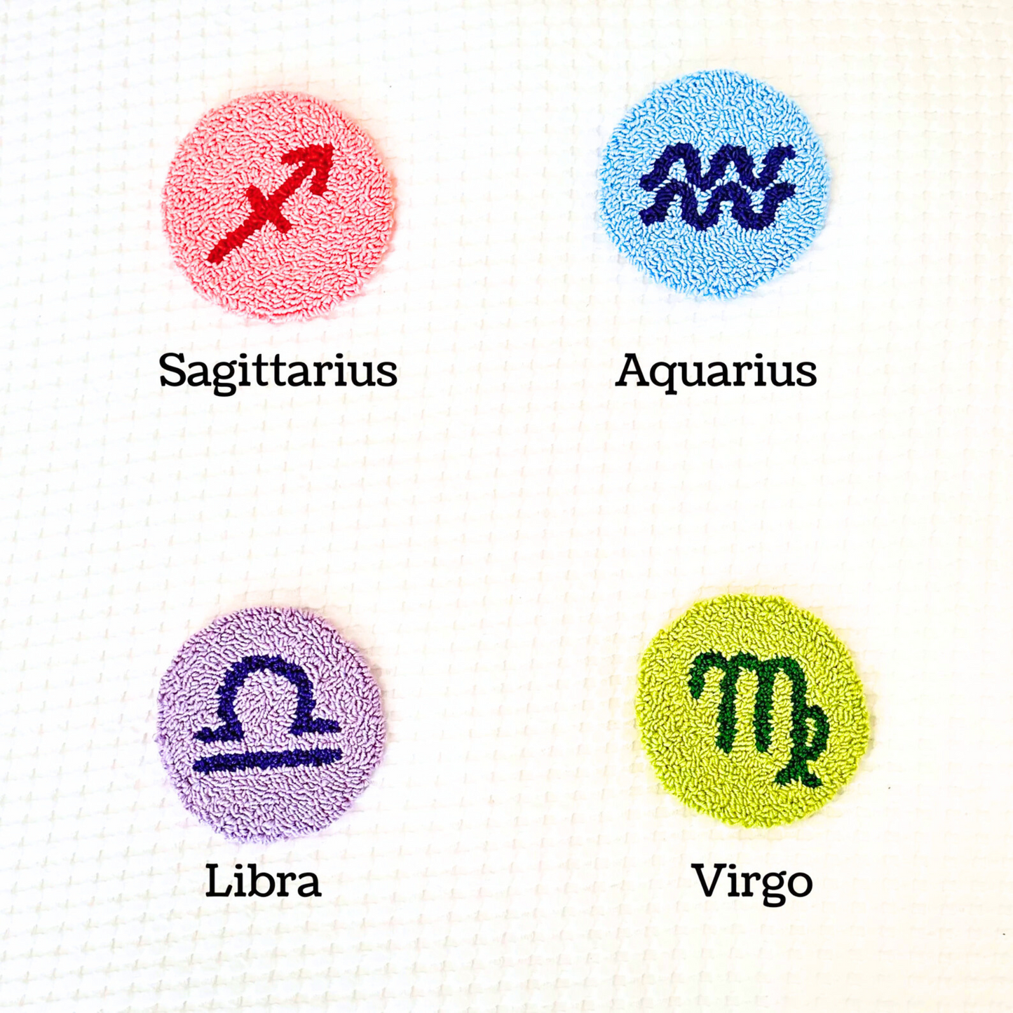 Punch Needle Mug Rug Coasters | Astrology Collection