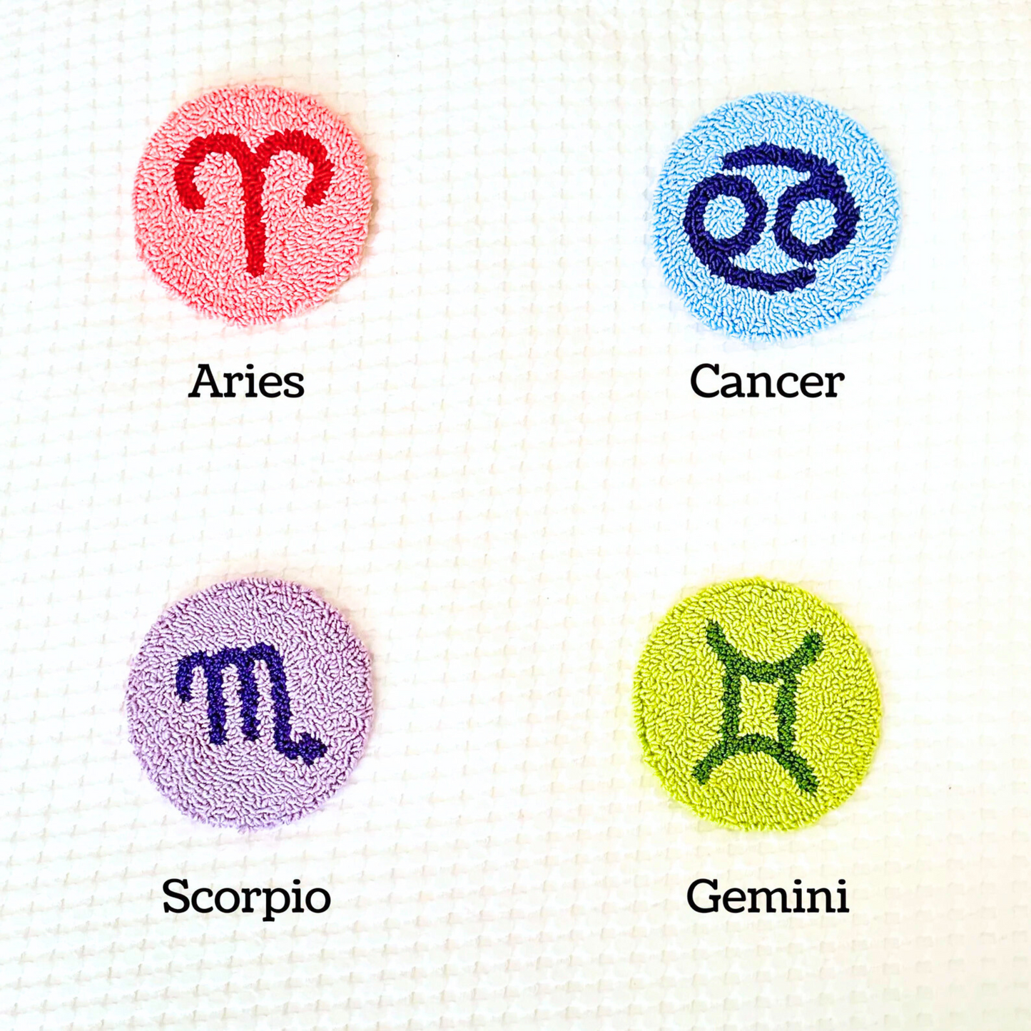 Punch Needle Mug Rug Coasters | Astrology Collection