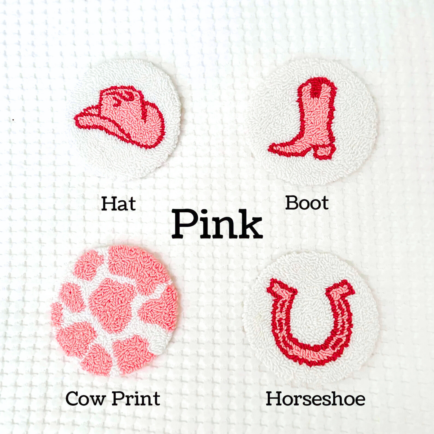 Disco Cowgirl Western Punch Needle Mug Rug Coasters