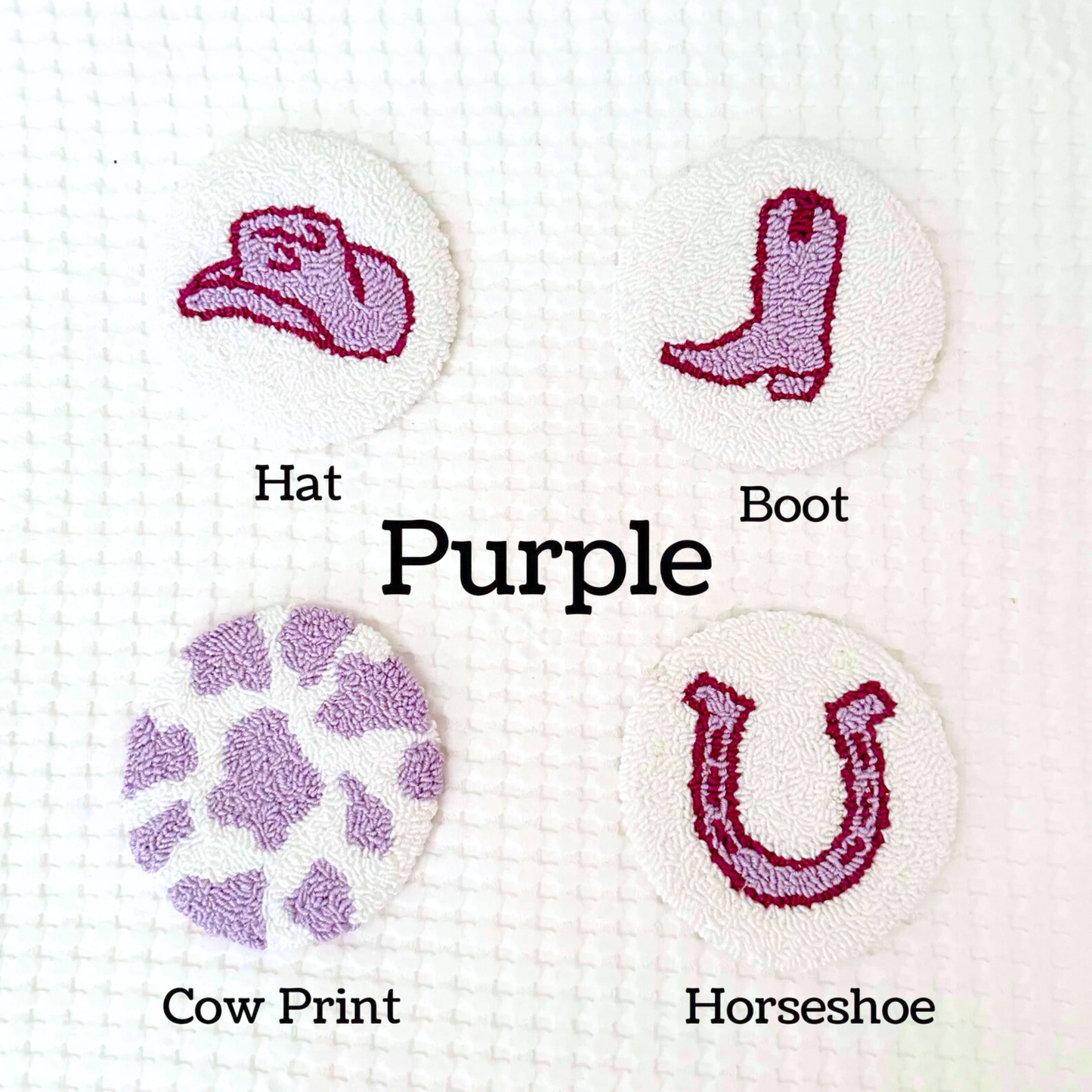 Disco Cowgirl Western Punch Needle Mug Rug Coasters