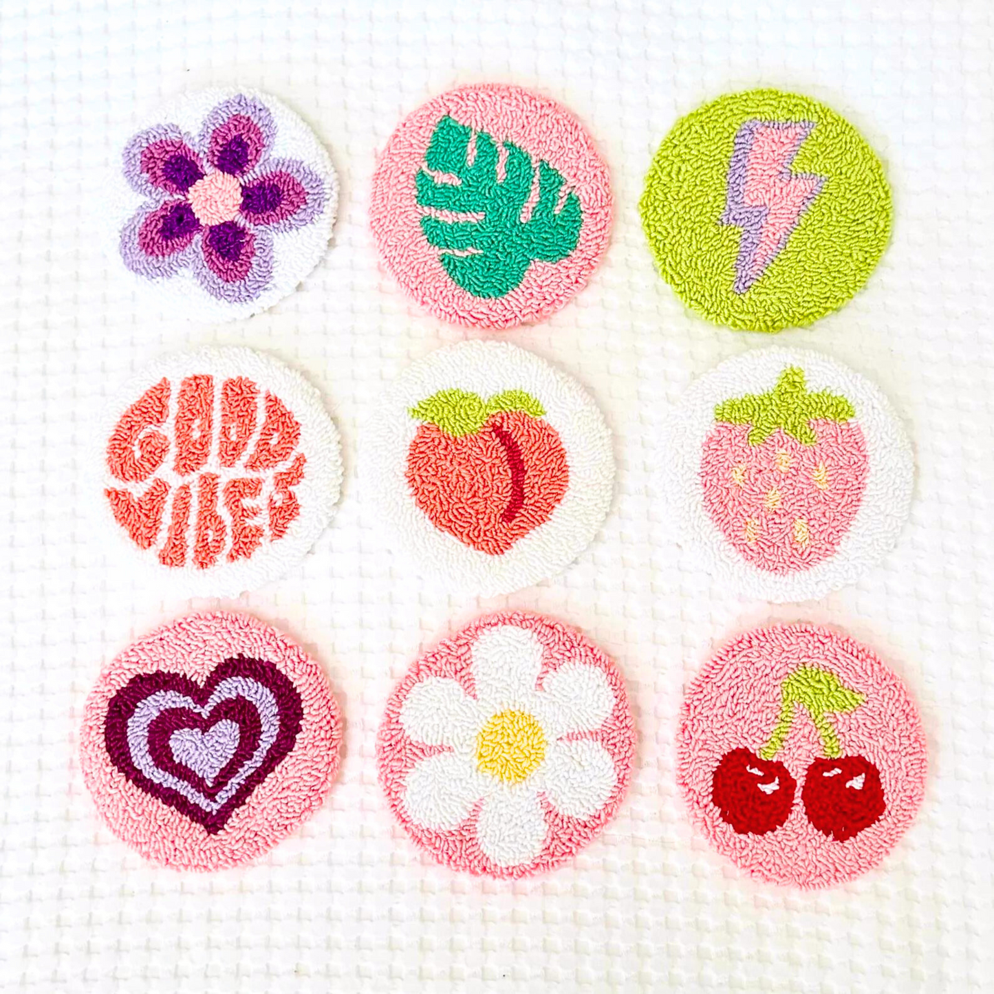 Punch Needle Mug Rug Coasters