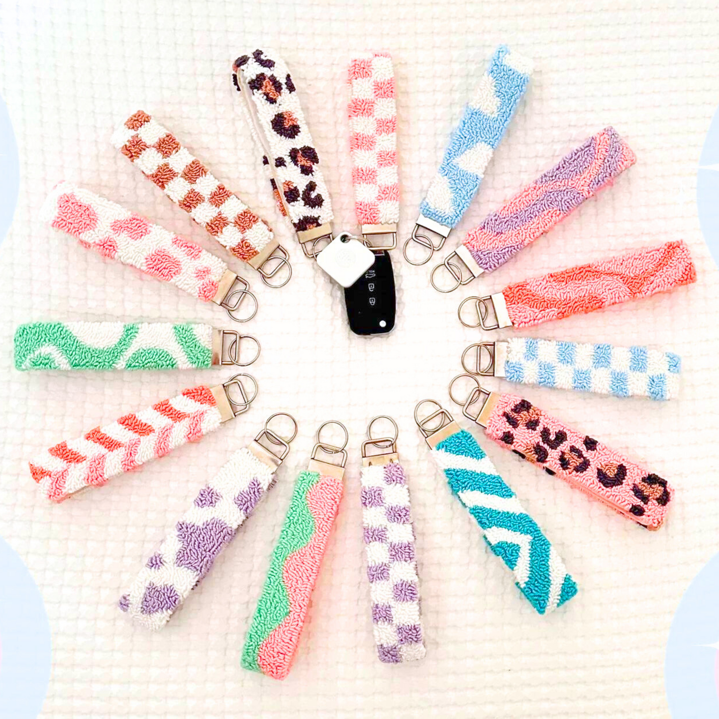 Punch Needle Keychain Wristlet